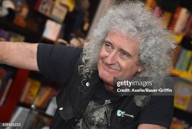 Lead guitarist of Queen Brian May signs copies of his new book "Queen in 3-D" at Book Soup on August 24, 2017 in West Hollywood, California.