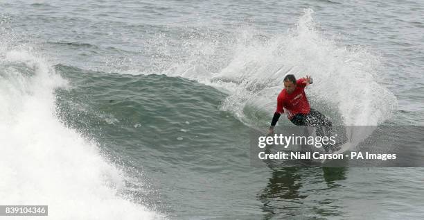 Spain's Dani Garcia takes part in the Surf Master final the European Surfing Championships being held in Bundoran in County Donegal, Ireland.