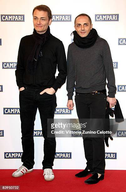 Gianfranco Ferre designers Roberto Rimondi and Tommaso Aquilano attend the Club Campari, 2009 Campari Calendar launch at La Permanente on December 2,...