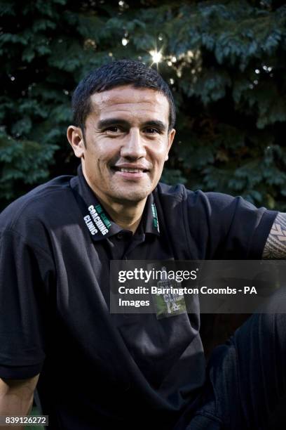 Everton's Tim Cahill during a photocall at his home in Alderley Edge, Cheshire.