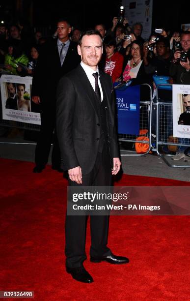 Michael Fassbender arrives at the premiere of A Dangerous Method at the Odeon West End Cinema, London.