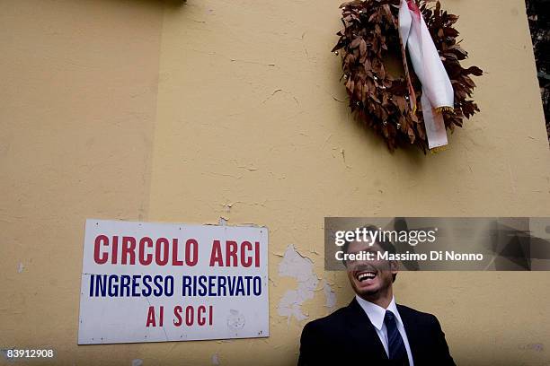 Piersilvio Berlusconi, son of PM Silvio Berlusconi and President of Mediaset, stands outside the ARCI , which is politically alligned to the left...