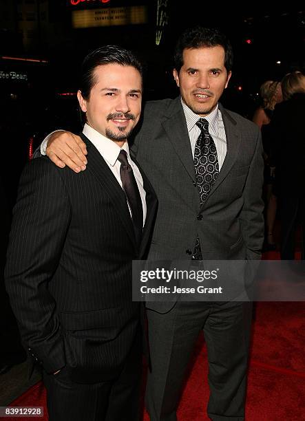 Actors Freddy Rodriguez and John Leguizamo arrive at the Los Angeles premiere of "Nothing Like The Holidays" held at the Grauman's Chinese Theater on...