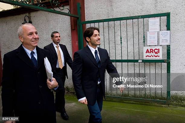 Piersilvio Berlusconi , son of PM Silvio Berlusconi and President of Mediaset, walks outside the ARCI , which is politically alligned to the left...