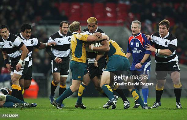 Jerry Collins of The Barbarians charges upfield during the 1908 - 2008 London Olympic Centenary match between The Barbarians and Australia at Wembley...