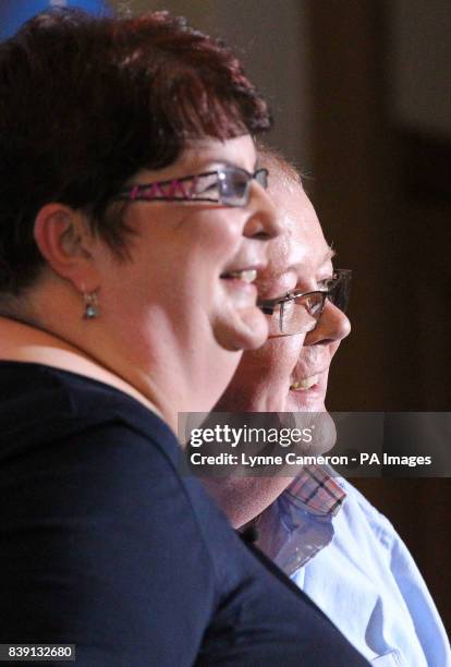 Colin and Chris Weir, from Largs in Ayrshire, during a press conference at the Macdonald Inchyra Hotel & Spa in Falkirk, after they scooped 161...