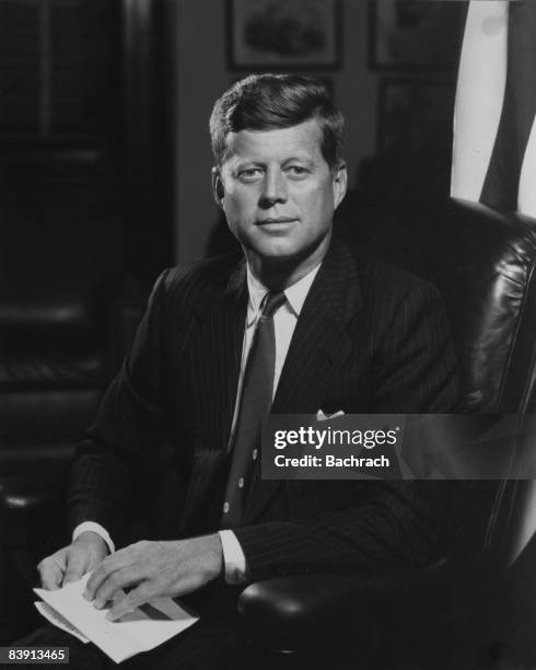 Official White House portrait of President John F. Kennedy . This iconic image was made at the Senate Office Building in Washington, D.C. In January...