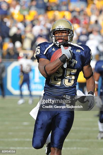 Running back LeSean McCoy of the University of Pittsburgh Panthers runs with the football during pregame warmup prior to a Big East Conference...