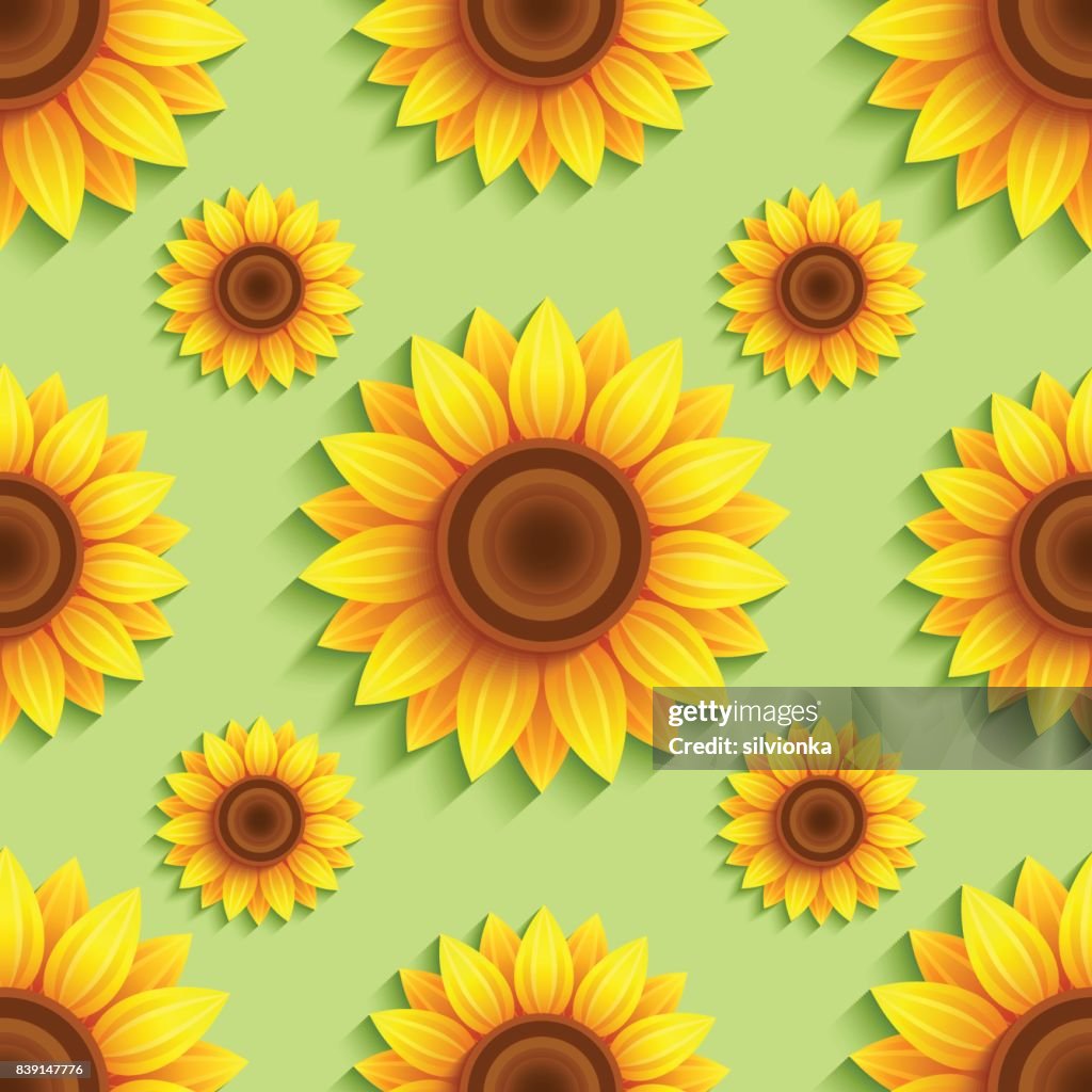 Sunflower Pattern Abstract Background Seamless Pattern With Sunflowers High-Res Vector Graphic ...