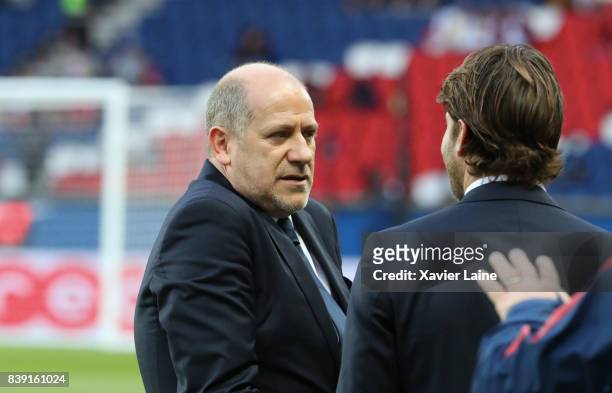 Maxwell and Antero Henrique of Paris Saint-Germain attends the French Ligue 1 match between Paris Saint Germain and AS Saint-Etienne at Parc des...