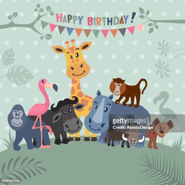 african animals party invitation - animal wildlife stock illustrations