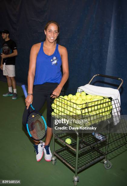 Madison Keys surprises and join unsuspecting fans for A few games on court fans at Arthur Ashe Stadium on August 25, 2017 in New York City.