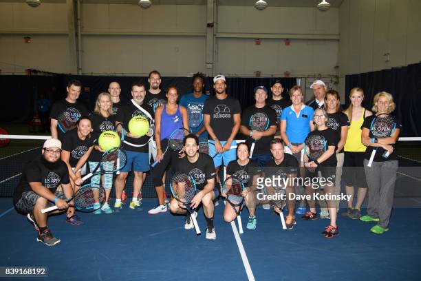 Madison Keys, Feliciano Lopez and Gael Monfils surprise and join unsuspecting fans for A few games on court fans at Arthur Ashe Stadium on August 25,...