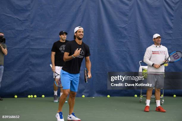 Feliciano Lopez surprises and join unsuspecting fans for A few games on court fans at Arthur Ashe Stadium on August 25, 2017 in New York City.