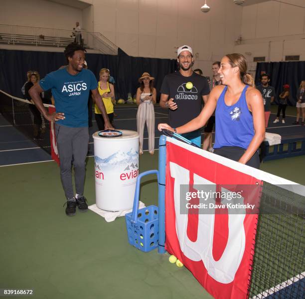 Madison Keys, Feliciano Lopez and Gael Monfils surprise and join unsuspecting fans for A few games on court fans at Arthur Ashe Stadium on August 25,...