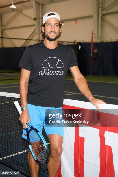 Feliciano Lopez surprises and join unsuspecting fans for A few games on court fans at Arthur Ashe Stadium on August 25, 2017 in New York City.