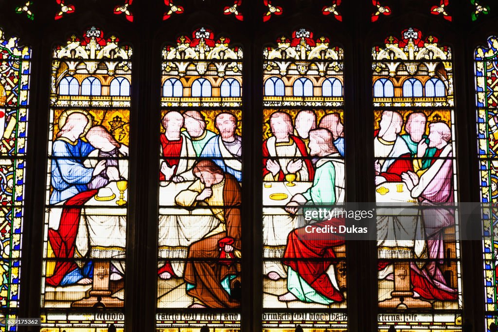 All Saints Church, Stained Glass Window depicting The Last Supper.