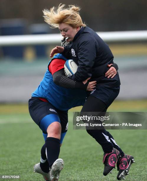 Scotland's women during a training session at Murrayfield, Edinburgh.