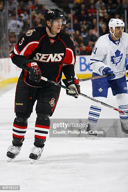 Christoph Schubert of the Ottawa Senators skates during their NHL game against the Toronto Maple Leafs on November 27, 2008 at the Scotiabank Place...