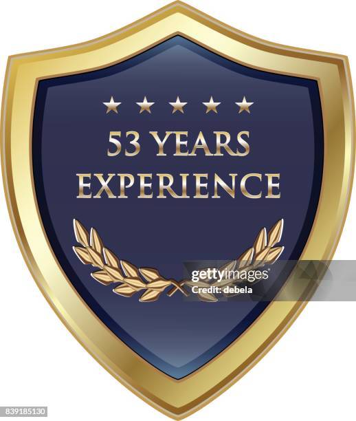 fifty three years experience gold shield - 50 year old stock illustrations