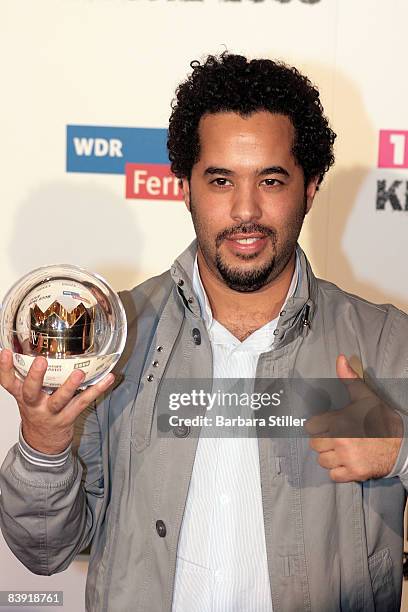 Adel Tawil poses with his award at the ''1Live Krone'' awards on December 4, 2008 in Bochum, Germany.