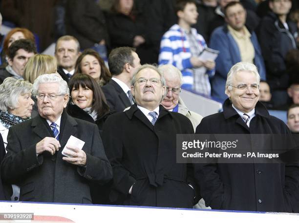 Everton's life president Sir Philip Carter, deputy chairman Jon Woods and chairman Bill Kenwright CBE