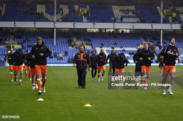Blackpool during their pre-match warm up