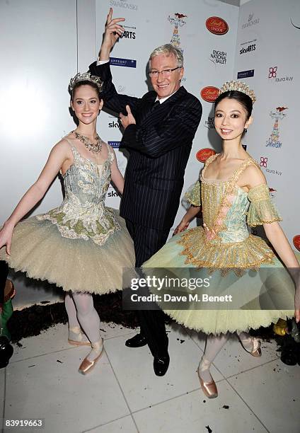 Comedian Paul O'Grady and dancers attend the VIP reception to launch the English National Ballet Christmas season ahead of the performance of 'The...