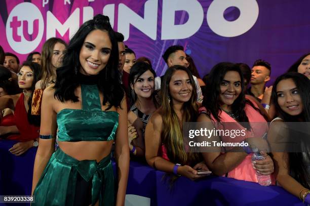 Blue Carpet" -- Pictured: Alexandra Pomales arrives to the 2017 Premios Tu Mundo at the American Airlines Arena in Miami, Florida on August 24, 2017...