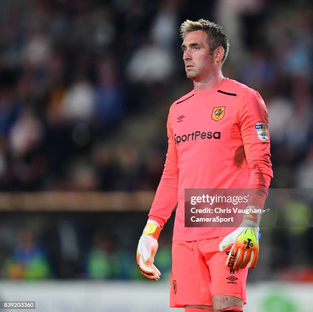 Hull City's Allan McGregor during the Sky Bet Championship match between Hull City and Bolton Wanderers at KCOM Stadium on August 25, 2017 in Hull,...