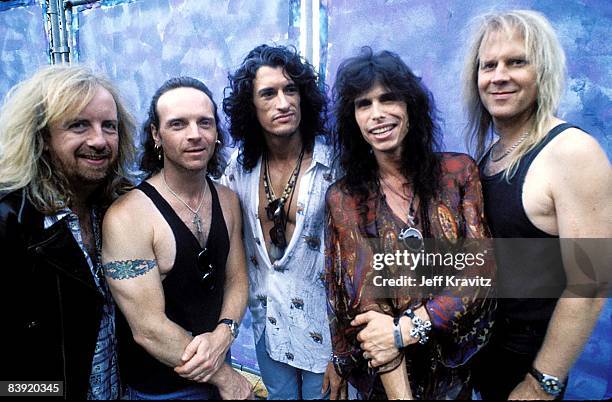 Brad Whitford, Joey Kramer, Joe Perry, Steve Tyler and Tom Hamilton of Aerosmith