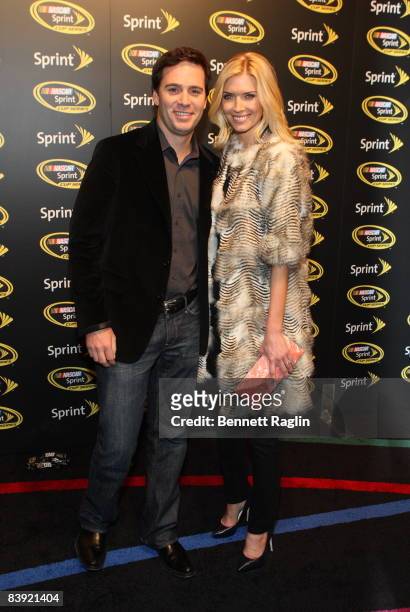 Sprint Nextel driver Jimmie Johnson and wife Chandra Johnson attend the 2008 NASCAR Sprint Cup Series Champion's party at Marquee on December 4, 2008...