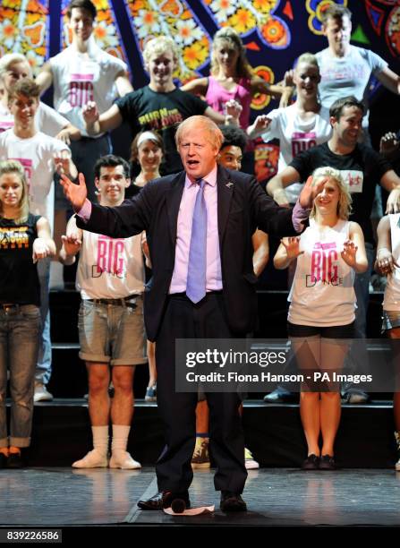 Mayor of London Boris Johnson takes to the stage to launch T-Mobile Big Dance 2010 at the London Palladium, London.Picture date: Thursday July 1,...