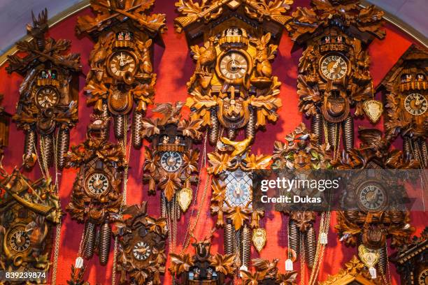 Germany, Bavaria, Romantic Road, Rothenburg-ob-der-Tauber, Kath Wohlfart Christmas Shop, Cuckoo Clocks.