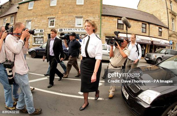 Northumbria Police Temporary Chief Constable Sue Sim arrives at the Jubilee Hall for a police briefing in Rothbury, Northumberland, as the hunt for...