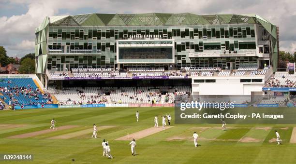 Pakistan's Mohammad Asif celebrates dismissing Australia's Tim Paine during the second test match at Headingley Cricket Ground, Leeds.