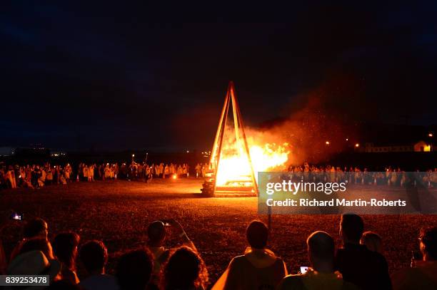 Funeral Pyre burns on The Toxteth Day of The Dead as The Justified Ancients of Mu Mu Present 'Welcome To The Dark Ages' on August 25, 2017 in...