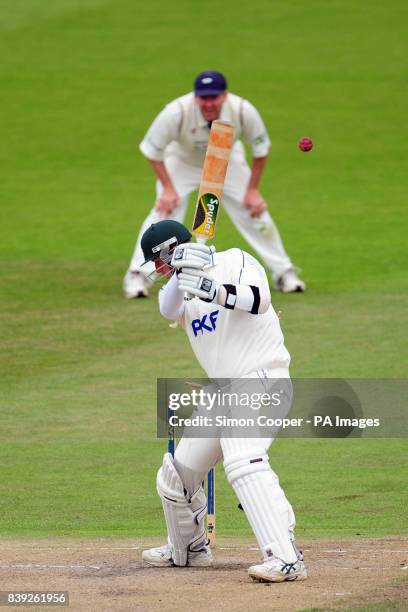 Nottinghamshire's Luke Fletcher is bowled by Yorkshire's Ajmal Shahzad during the LV County Championship match at Trent Bridge, Nottingham.