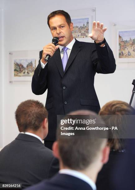 Businessman and Dragon's Den star Peter Jones speaks to students during the launch of the National Enterprise Academy within Sheffield National...