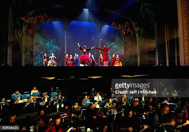Dancers perform during the Scottish Ballet, dress rehearsal for The Sleeping Beauty at the Theatre Royal on December 5, 2008 in Scotland. The classic...