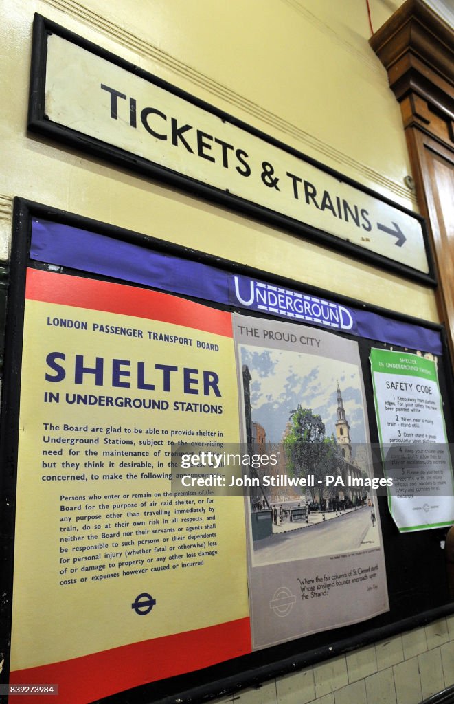 Blitz shelter recreated at Aldwych Underground Station