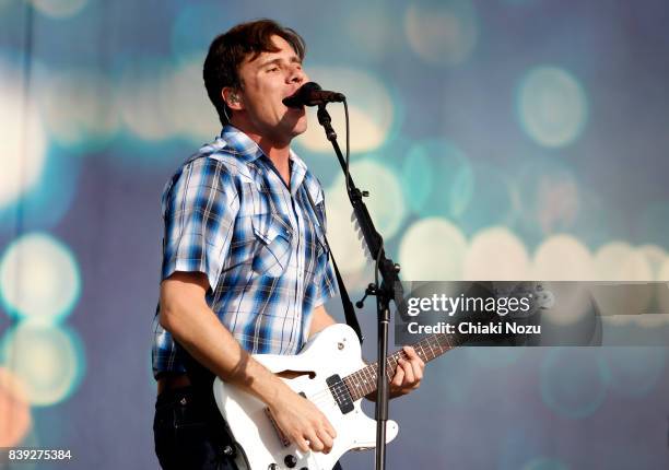 Jim Adkins of Jimmy Eat World performs at Reading Festival at Richfield Avenue on August 25, 2017 in Reading, England.