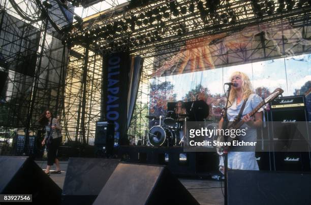 View of the group Babes in Toyland in concert at Lollapalooza in Waterloo, New Jersey, 1993. United States.