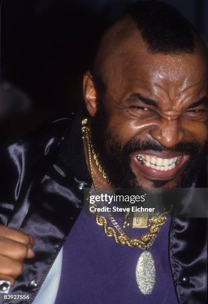 Mr T scowls in mock anger at the Palladium nightclub in New York, 1993.