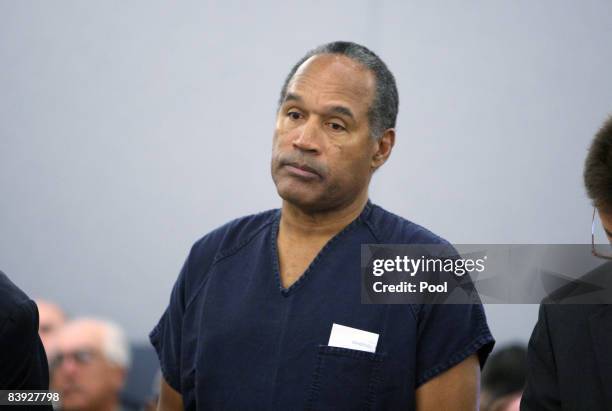 Simpson stands during sentencing at the Clark County Regional Justice Center December 5, 2008 in Las Vegas, Nevada. Simpson and co-defendant Clarence...