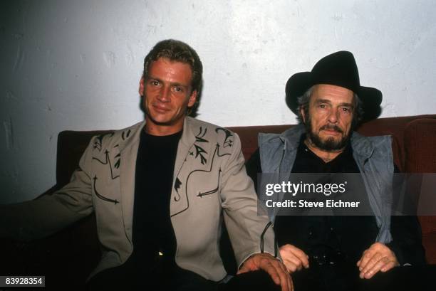 Merle Haggard and son Noel backstage at Tramps, in New York. 1993.