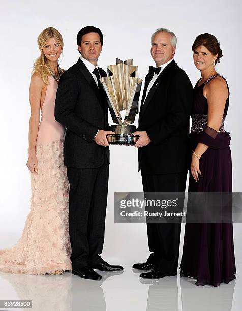 Sprint Cup Series Champion winner Jimmie Johnson , driver of the Lowe's/Kobalt Tools Chevrolet, his wife Chandra , Lowe's CEO Robert Niblock , and...