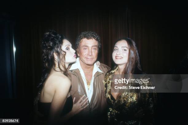Sasha Vinni , Bob Guccione , and Leslie Glass attend the Penthouse Pet Video Release party at Club USA in New York City, 1994.