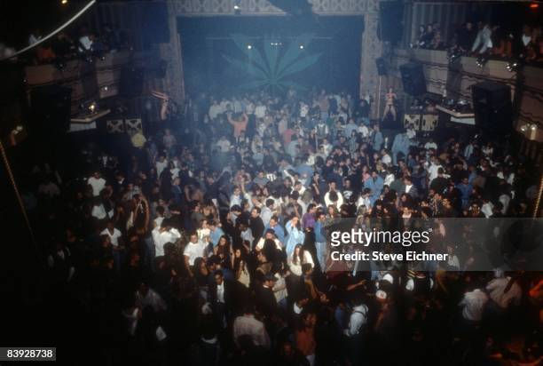 View of the dancing and merriment during a New Year's party held inside New York City's Webster Hall, 1993.