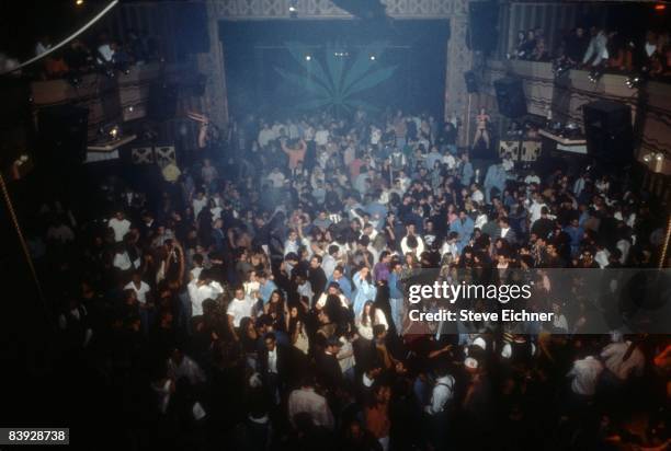 View of the dancing and merriment during a New Year's party held inside New York City's Webster Hall, 1993.